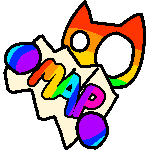 a rainbow cat holding up a map labelled 'MAP'